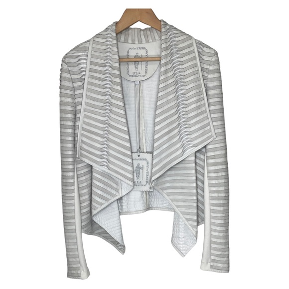 My Tribe Striped Leather Jacket - Picture 1 of 9